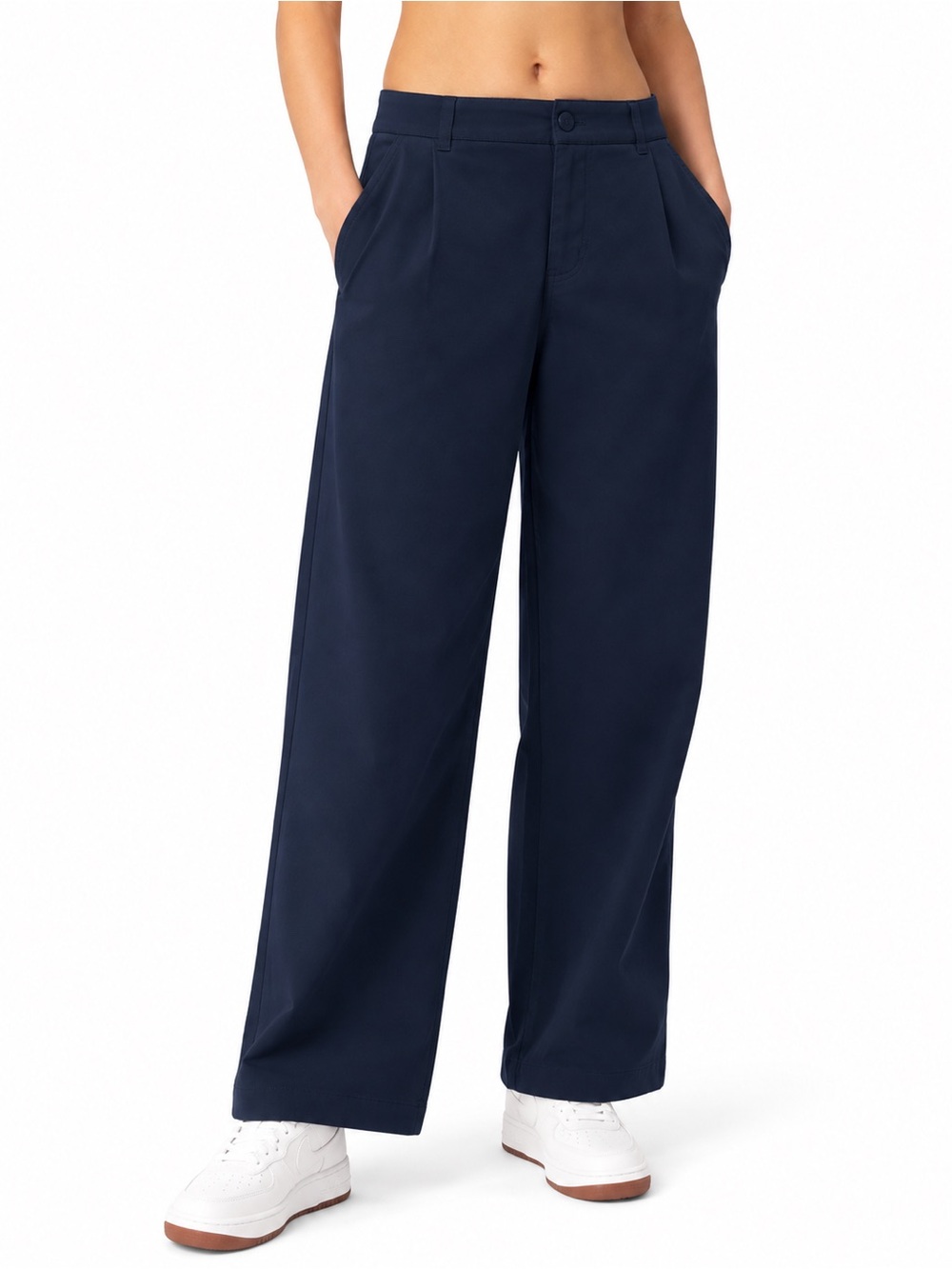 ALO Yoga Navy Wide-Leg High-Waist Trousers